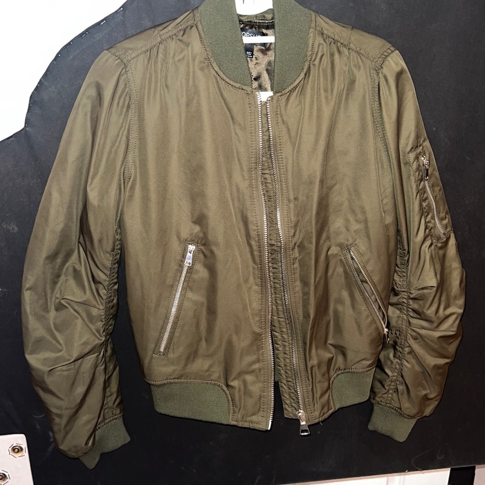 Top shop green bomber jacket size 4